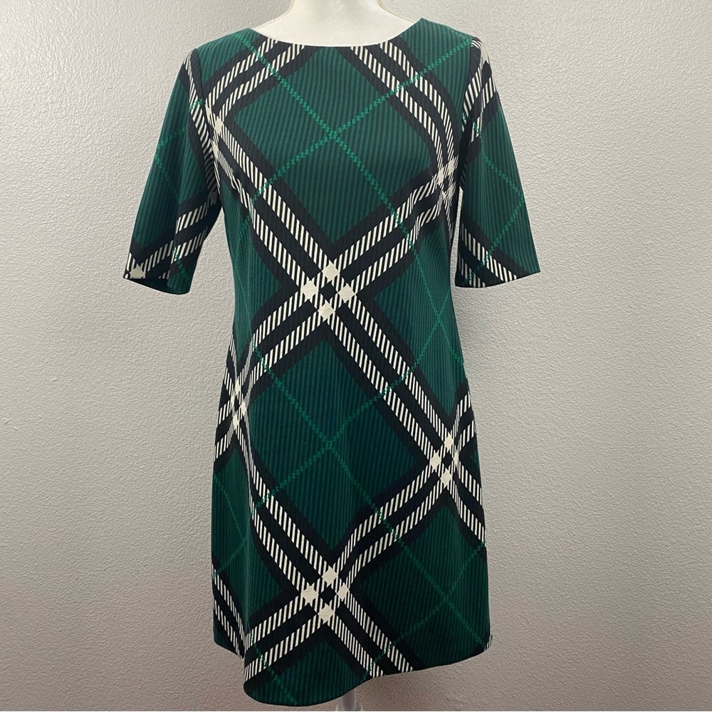 Eliza J Green Plaid Mini Shift Dress - Picture 2 of 9